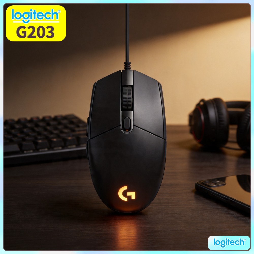 Logitech Mouse G203 - Logitech G203 Kablolu Oyun Mouse'u Kauçuk
